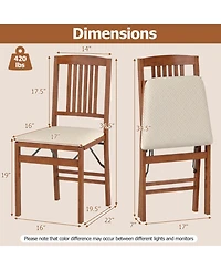 Sugift Foldable Upholstered Kitchen Chairs with Cushioned Seat