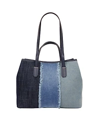 True Religion Frayed Denim Horseshoe Tote with Removable Wristlet