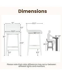 Wooden Bar Stools Set of 2 with Solid Backrest and Seat Design