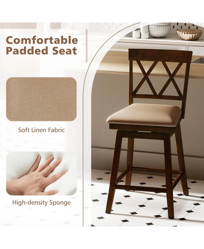 Sugift 24-Inch Counter Height Bar Stools Set of 4 with Upholstered Backrest