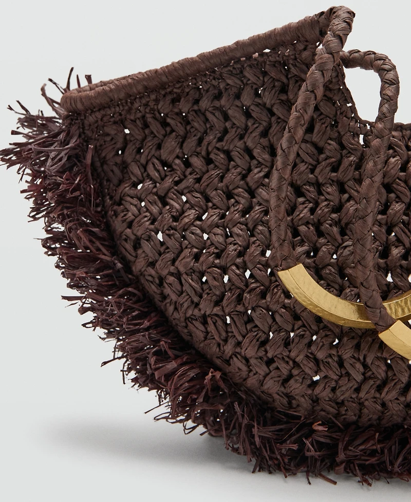Mango Women's Natural-Fiber Shoulder Bag