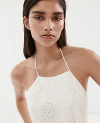 Mango Women's Openwork-Embroidery Halter A-Line Cotton Dress