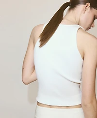 Mango Women's Buttoned Ribbed Top