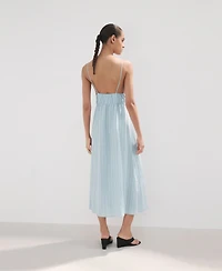 Mango Women's Striped Midi Gathered Dress