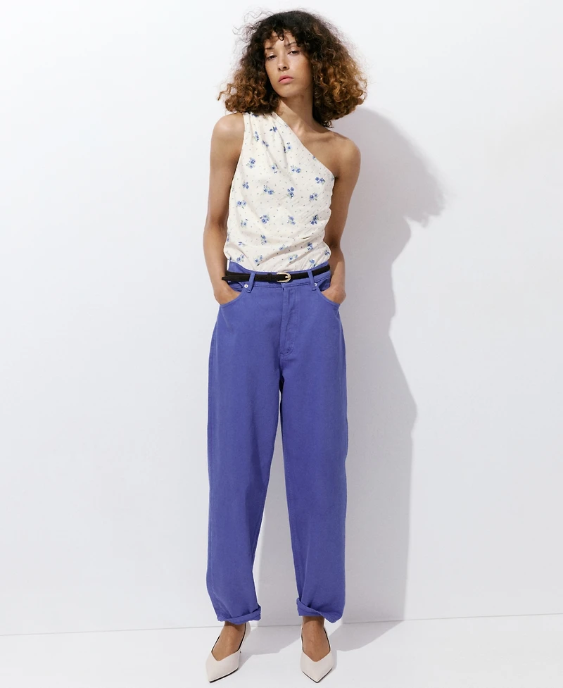 Mango Women's Floral Asymmetrical Top