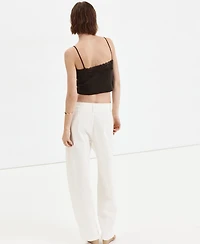 Mango Women's Straps Fine-Knit Crop Top