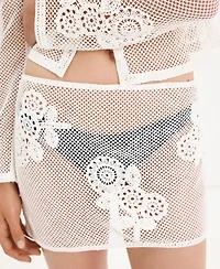 Mango Women's Floral Crocheted Mini Skirt