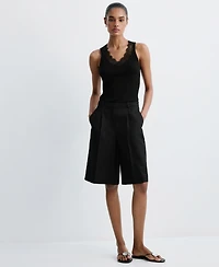 Mango Women's Lace Lyocell Top