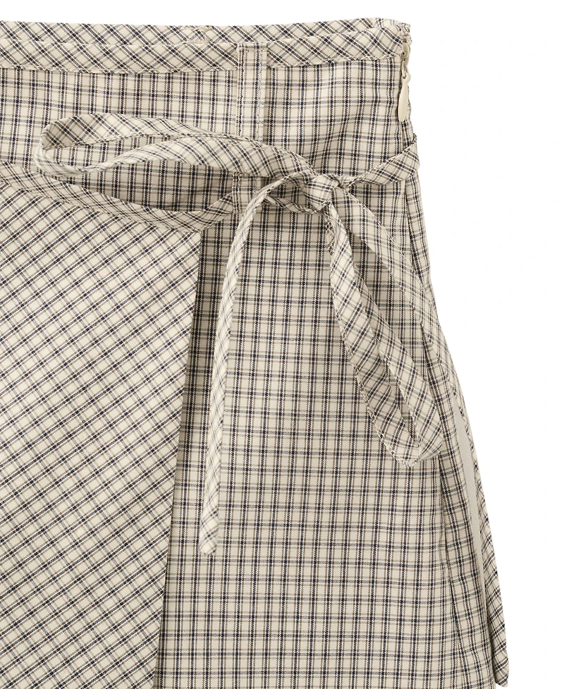 Mango Women's Plaid Tie-Waist Skort, 2.68" Inseam