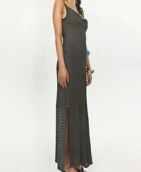 Mango Women's Asymmetrical Striped Sleeveless Knit Dress