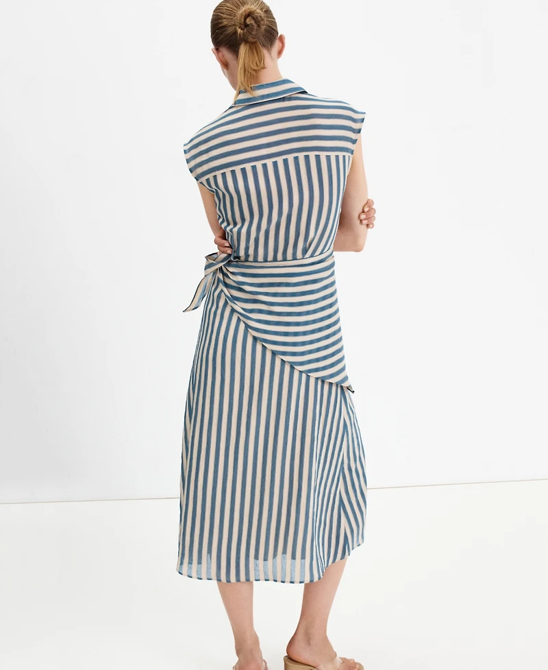 Mango Women's Striped Scarf Midi Shirt Dress