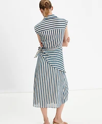 Mango Women's Striped Scarf Midi Shirt Dress