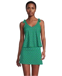 Lands' End Women's D-Cup Tie Shoulder Flutter Tankini Top