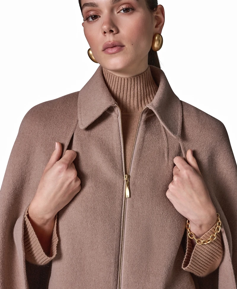 Donna Karan New York Women's Fringe Wool Cape Coat