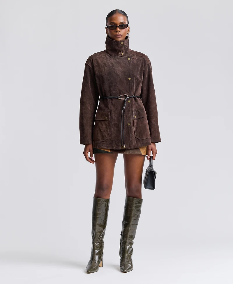 Avec Les Filles Women's Belted Suede Jacket