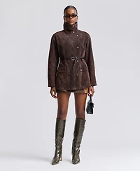 Avec Les Filles Women's Belted Suede Jacket