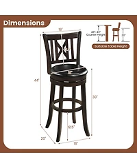 Sugift Swivel Bar Stools Set of 4 with Hollowed Backrest and Footrest