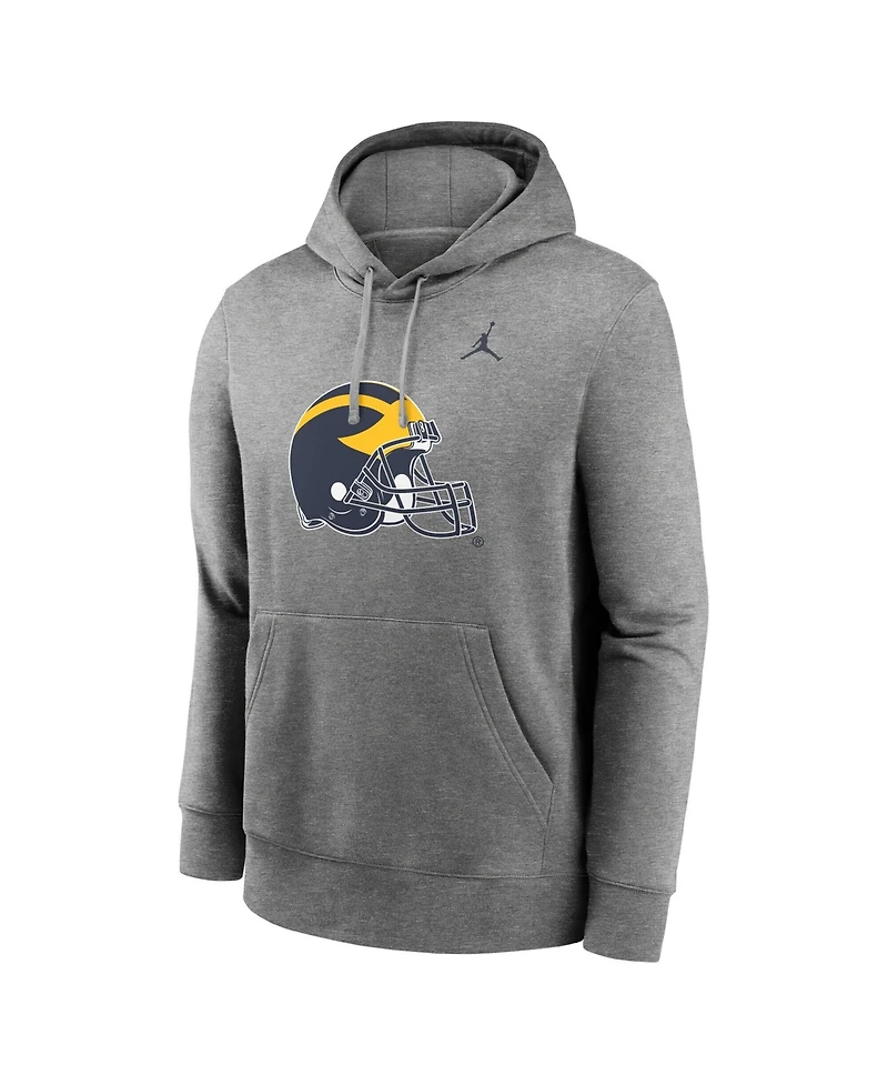 Jordan Men's Heather Gray Michigan Wolverines Primetime Alternate Logo Club Fleece Pullover Hoodie