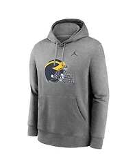 Jordan Men's Heather Gray Michigan Wolverines Primetime Alternate Logo Club Fleece Pullover Hoodie