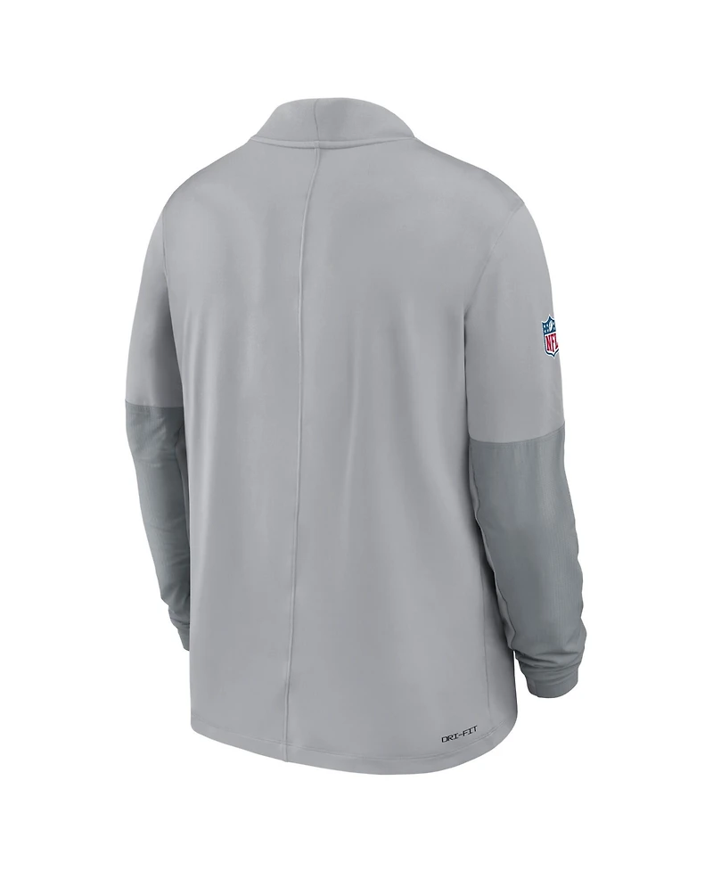 Nike Men's Gray Detroit Lions Sideline Dri-fit Half-Zip Pullover Jacket
