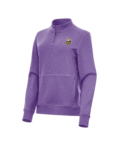 Antigua Women's Heather Purple Minnesota Vikings Crush Quarter-Zip Jacket