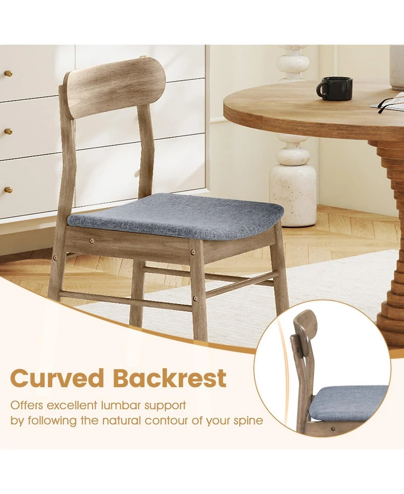Sugift Armless Fabric Upholstered Dining Chairs Set of 4 with Curved Back