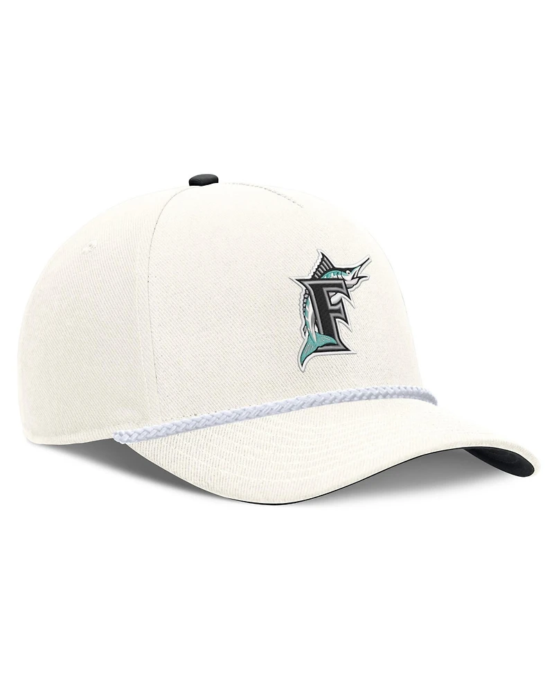 Nike Men's Cream Florida Marlins Cooperstown Collection Rise Adjustable Hat