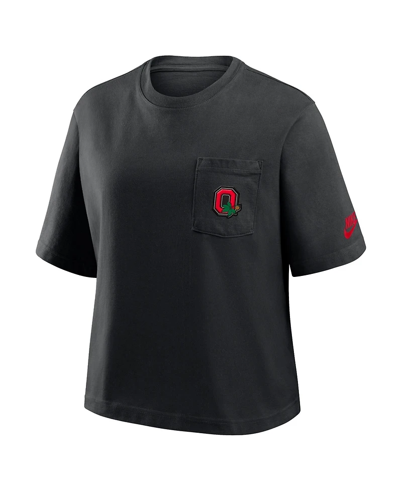 Nike Women's Black Ohio State Buckeyes Legacy Pocket Boxy T-Shirt