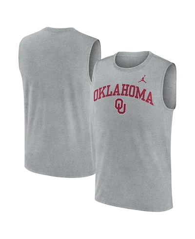 Jordan Men's Heather Gray Oklahoma Sooners Primetime Legend Arch Dri-fit Muscle Tank Top