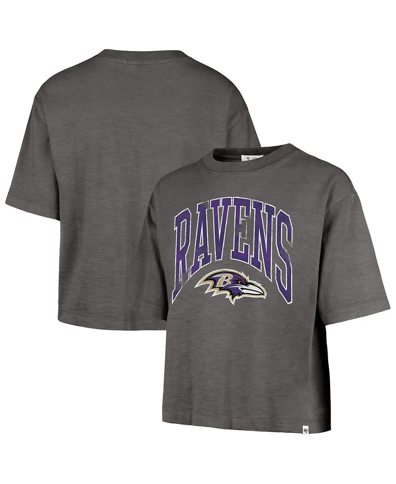 '47 Brand Women's Charcoal Baltimore Ravens Cropped Mindi Slub T-Shirt