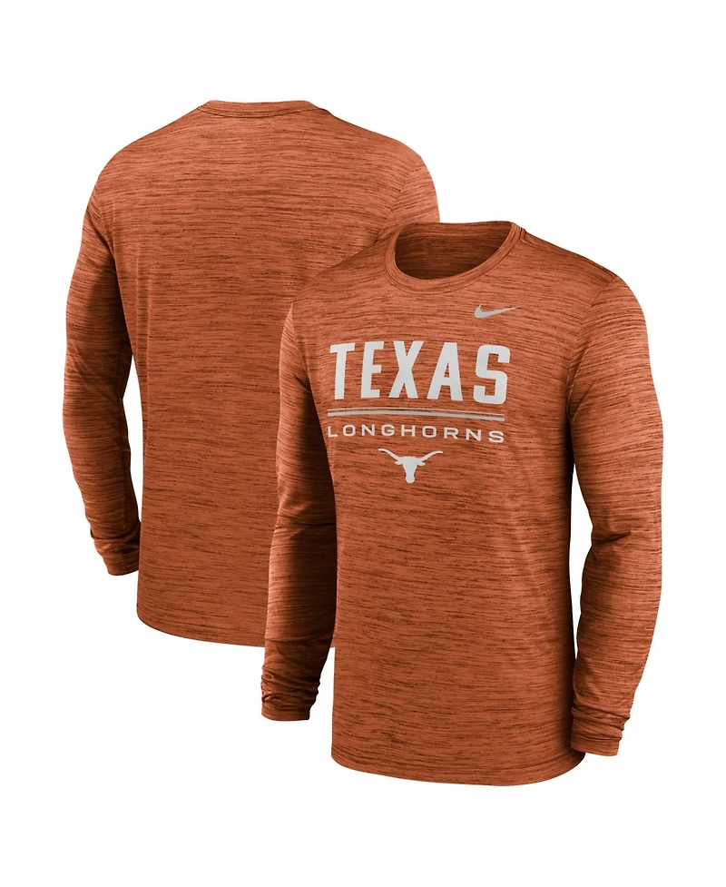 Nike Men's Texas Orange Longhorns Sideline Velocity Dri-fit Long Sleeve T-Shirt