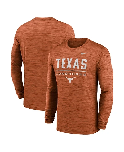 Nike Men's Texas Orange Longhorns Sideline Velocity Dri-fit Long Sleeve T-Shirt