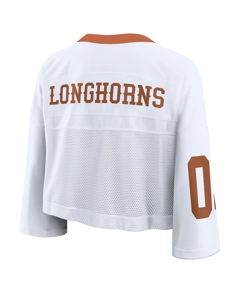 Nike Women's White Texas Longhorns Oversized Logo Cropped Fashion Jersey
