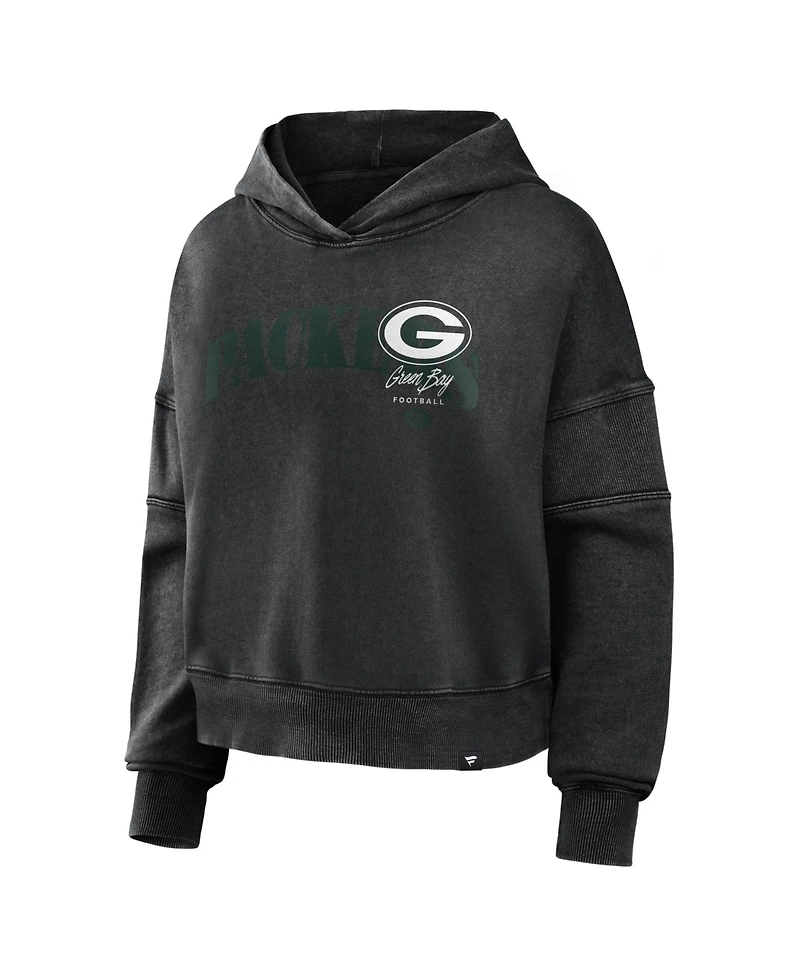 Fanatics Women's Black Green Bay Packers Counter Run Pullover Hoodie