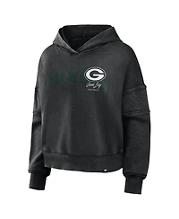 Fanatics Women's Black Green Bay Packers Counter Run Pullover Hoodie