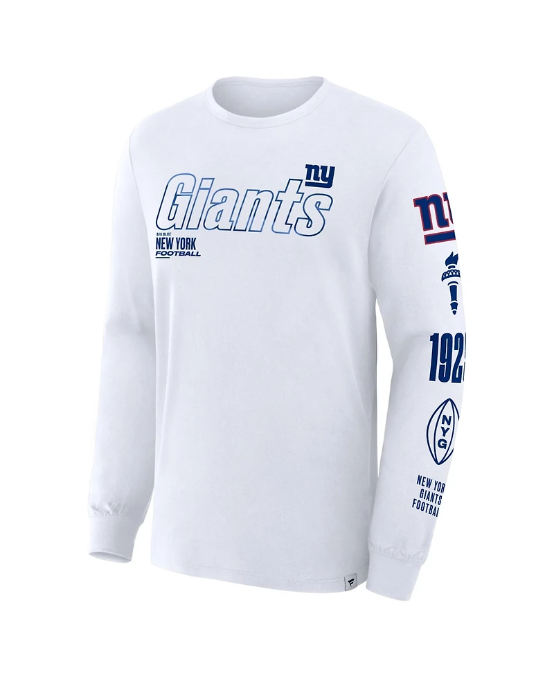 Fanatics Men's White New York Giants Checkdown Pass Long Sleeve T-Shirt