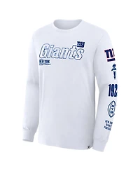 Fanatics Men's White New York Giants Checkdown Pass Long Sleeve T-Shirt
