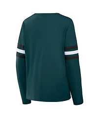 Fanatics Women's Midnight Green Philadelphia Eagles Team First Coverage Scheme Lace-Up Long Sleeve T-Shirt
