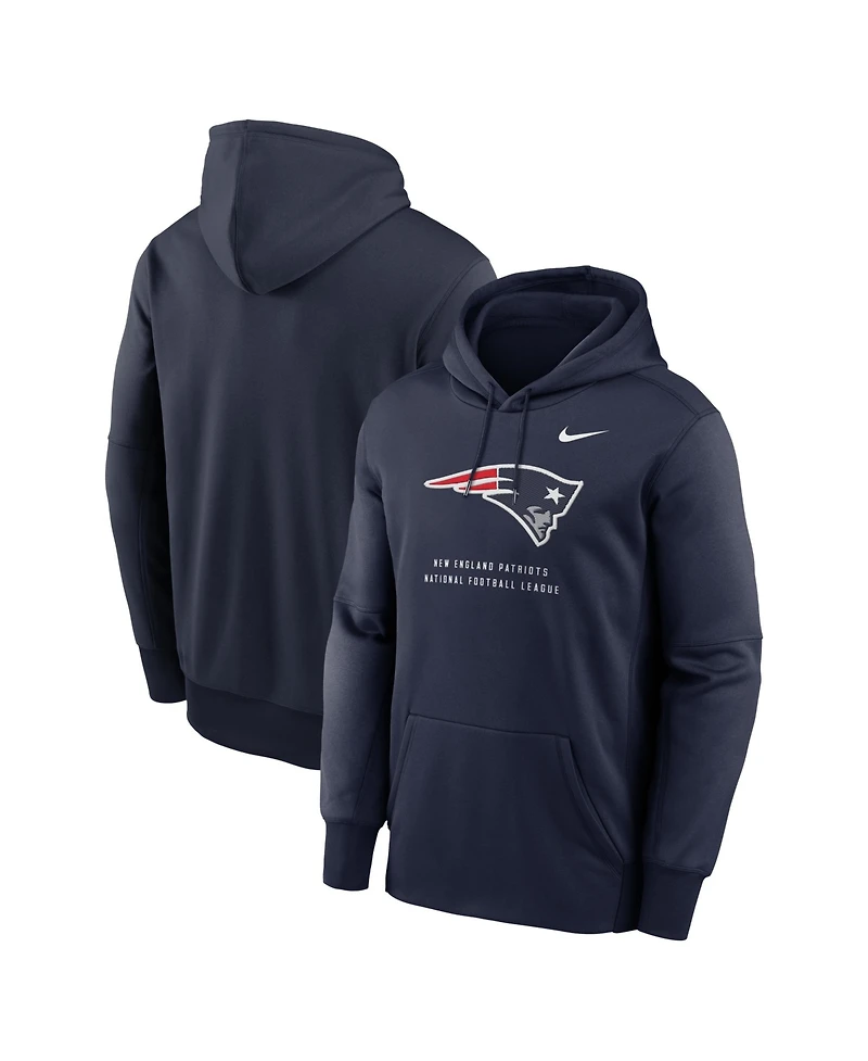 Nike Men's Navy New England Patriots Toss Sweep Therma-fit Hoodie