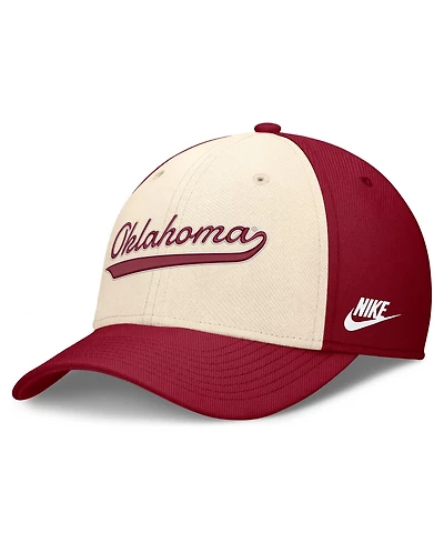 Nike Men's Natural/Crimson Oklahoma Sooners Legacy Swooshflex Dri-fit Hat