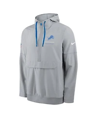 Nike Men's Silver Detroit Lions Sideline Logo Glory Anorak Half-Zip Hoodie