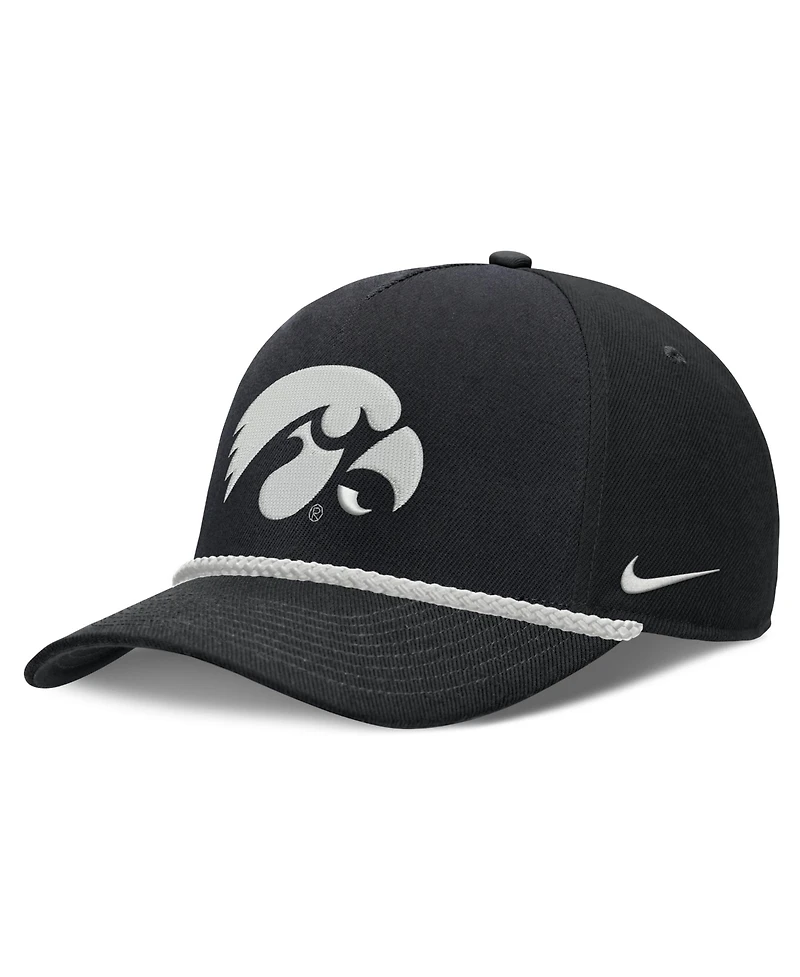 Nike Men's and Women's Black Iowa Hawkeyes Rope Rise Adjustable Hat