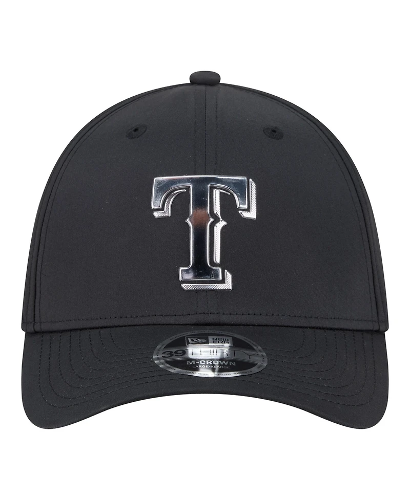 New Era Men's Black Texas Rangers Metallic 39THIRTY M-Crown Flex Hat