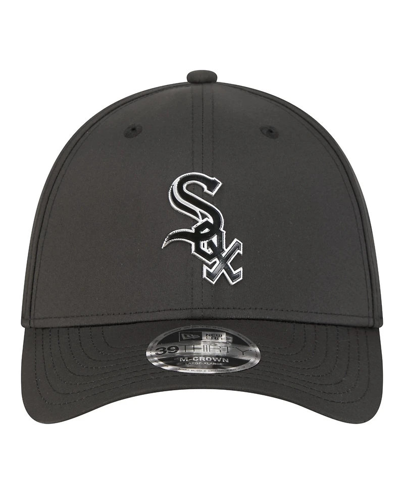New Era Men's Black Chicago White Sox Metallic 39THIRTY M-Crown Flex Hat