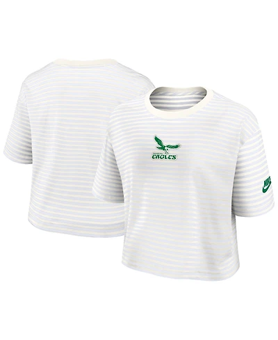 Nike Women's Yellow/Cream Philadelphia Eagles Striped Cropped T-Shirt