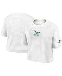 Nike Women's Yellow/Cream Philadelphia Eagles Striped Cropped T-Shirt