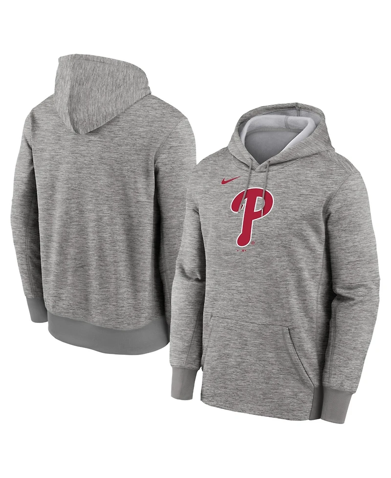 Nike Men's Heather Gray Philadelphia Phillies Primary Logo Therma Hoodie