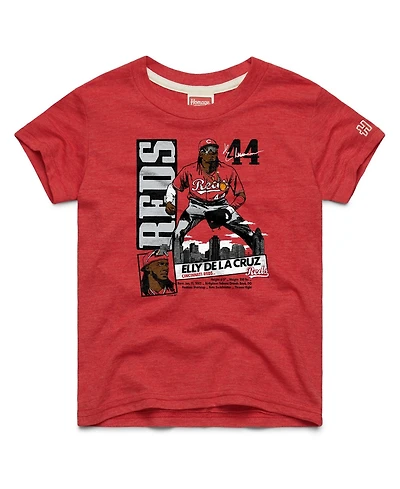 Homage Big Boys and Girls Elly De La Cruz Red Cincinnati Reds Player Graphic Tri-Blend T-Shirt