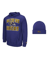 Starter Men's Purple Baltimore Ravens Hoodie and Cuffed Knit Hat Combo Pack