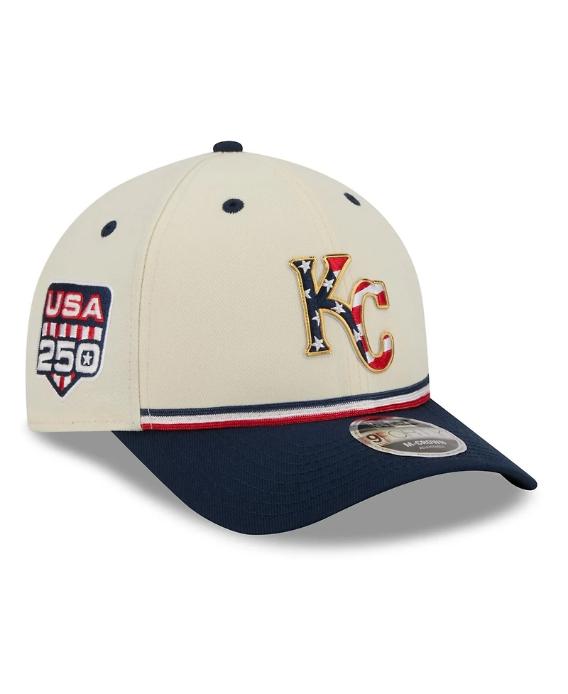 New Era Big Boys and Girls Cream/Navy Kansas City Royals Usa 250 9FORTY M-Crown Adjustable Hat